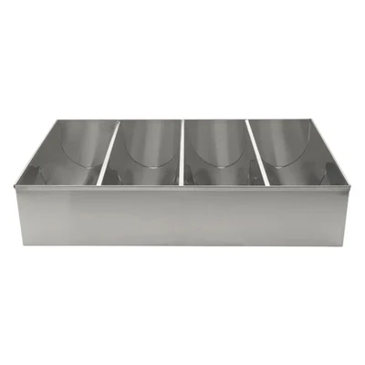 Winco SCB-4 Stainless Steel 17-3/8"L x 10-1/4"W x 3-7/8"H Cutlery Bin