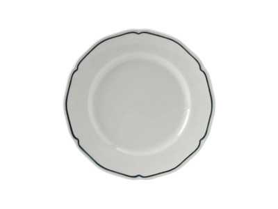 Tuxton SBA-074 7-1/2" Porcelain Porcelain White With Blue Band Round Plate (3 Dozen Per Case)