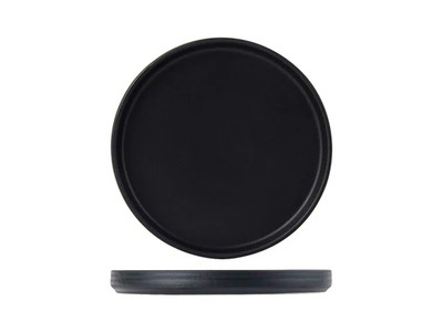 Tuxton VBAS064 6-1/2" Porcelain Matte Black Round Plate (2 Dozen Per Case)