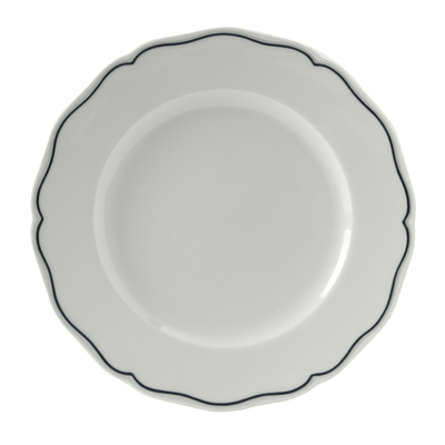 Tuxton SBA-104 10-3/4" Porcelain Porcelain White With Blue Band Round Plate (1 Dozen)