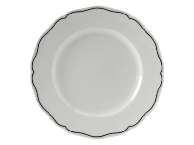 Tuxton SBA-104 10-3/4" Porcelain Porcelain White With Blue Band Round Plate (1 Dozen)