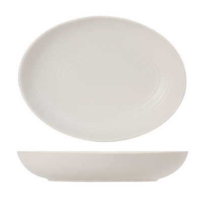 Tuxton VWB-350Y 10" 35 Oz. Porcelain Matte White Oval Bowl (1 Dozen)
