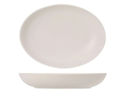 Tuxton VWB-350Y 10" 35 Oz. Porcelain Matte White Oval Bowl (1 Dozen)