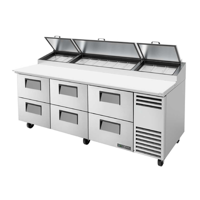 True TPP-AT2-93D-6-HC~SPEC3 93.5" W Three-Section Six Drawer SPEC SERIES Pizza Prep - 115 Volts