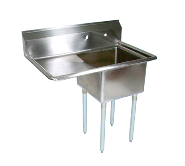John Boos E1S8-18-12L18 36" - 39" 18-Gauge Stainless Steel One Compartment E-Series Sink With Left-Hand Drainboard 12" Deep