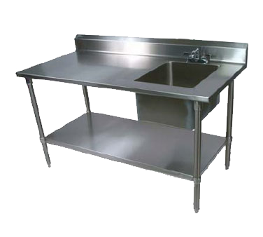 John Boos EPT6R5-3072SSK-R 72"W x 30"D x 40-3/4"H Stainless Steel Work Table with Prep Sink