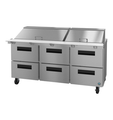 Hoshizaki SR72B-30MD6 72" W Three-Section Six Drawer Steelhart Series Mega Top Refrigerator