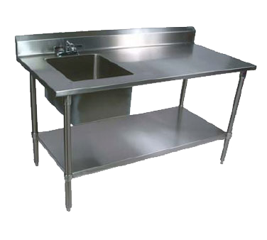 John Boos EPT6R5-3048GSK-L 48"W x 30"D x 40-3/4"H Stainless Steel Work Table with Prep Sink
