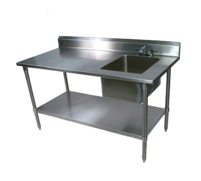 John Boos EPT8R5-3060GSK-R 60&quot;W x 30&quot;D x 40-3/4&quot;H Stainless Steel Work Table with Prep Sink