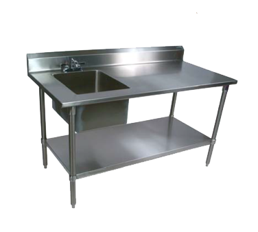 John Boos EPT8R5-3072SSK-L 72"W x 30"D x 40-3/4"H Stainless Steel Work Table with Prep Sink