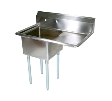 John Boos E1S8-18-12R18 36" - 39" 18-Gauge Stainless Steel One Compartment E-Series Sink With Right-Hand Drainboard 12" Deep