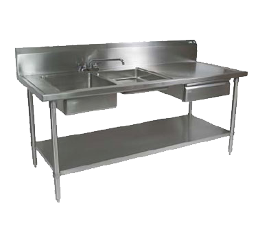 John Boos EPT6R10-DL2B-72L 16-Gauge Two Compartment Prep Table Sink Unit 72"W x 30"D x 45-3/4"H