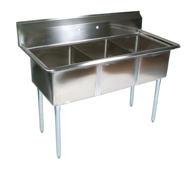 John Boos E3S8-1620-12 36" - 53" Stainless Steel 3 Compartment E-Series Sink 12" Deep