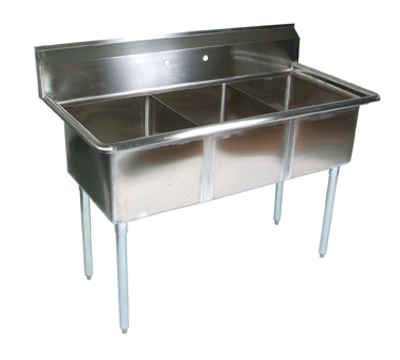 John Boos E3S8-1620-12 36" - 53" Stainless Steel 3 Compartment E-Series Sink 12" Deep