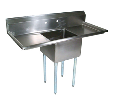 John Boos E1S8-18-12T18 54" - 62" 18-Gauge Stainless Steel One Compartment Left & E-Series Sink With Left & Right-Hand Drainboards 12" Deep