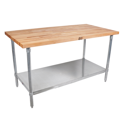 John Boos JNS10 Wood Top 60"W x 30"D x 35"H 1-1/2" thick Edge Grain Flat Top Work Table