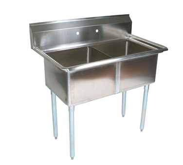 John Boos E2S8-24-14 40" - 53" 18-Gauge Stainless Steel Two Compartment E-Series Sink 14" Deep