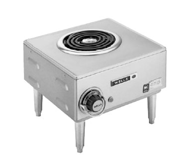 Wells H-33 12.8" W x 10.1" H x 14.8" D Stainless Steel with Single Flat Spiral Element Burner Electric Countertop Hotplate - 120 Volts