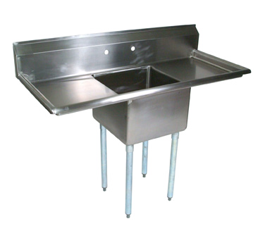 John Boos E1S8-24-14T24 63" - 72" 18-Gauge Stainless Steel One Compartment Left & E-Series Sink With Left & Right-Hand Drainboards 14" Deep