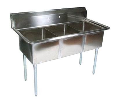 John Boos E3S8-15-14 36" - 53" Stainless Steel 3 Compartment E-Series Sink 14" Deep