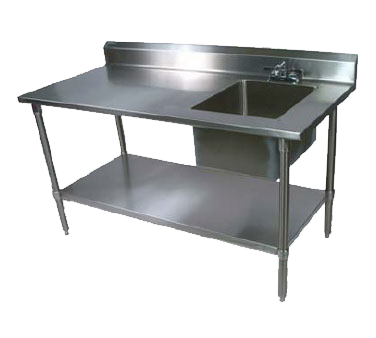 John Boos EPT6R5-3060GSK-R 60"W x 30"D x 40-3/4"H Stainless Steel Work Table with Prep Sink