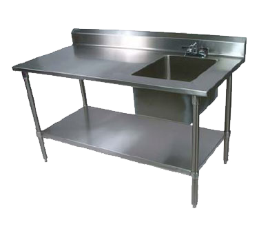 John Boos EPT6R5-3060GSK-R 60"W x 30"D x 40-3/4"H Stainless Steel Work Table with Prep Sink