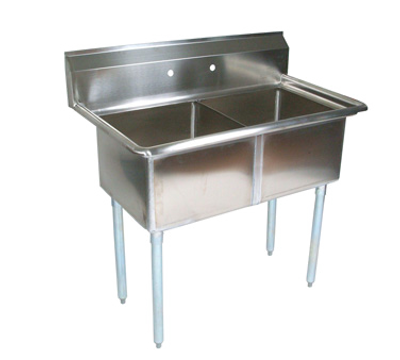 John Boos E2S8-18-12 40" - 53" 18-Gauge Stainless Steel Two Compartment E-Series Sink 12" Deep