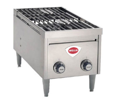 Wells H-2412G 12.13" W x 13.5" H x 23.75" D Stainless with 2 Burners Natural Gas Countertop Hotplate - 24,000 BTU
