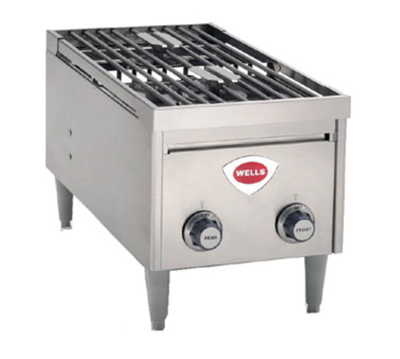 Wells H-2412G 12.13" W x 13.5" H x 23.75" D Stainless with 2 Burners Natural Gas Countertop Hotplate - 24,000 BTU