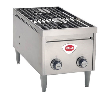 Wells H-2412G 12.13" W x 13.5" H x 23.75" D Stainless with 2 Burners Natural Gas Countertop Hotplate - 24,000 BTU