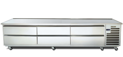 Traulsen TE096HT 96"W Six Drawer Spec-Line Refrigerated Equipment Stand