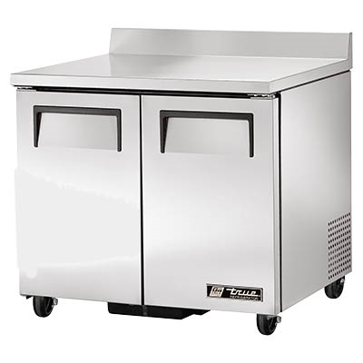 True TWT-36-HC 36.38"W Two-Section Stainless Steel Door Work Top Refrigerator