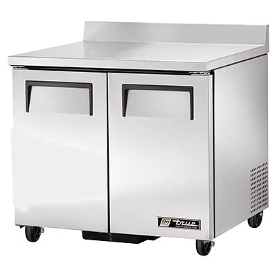 True TWT-36-HC 36.38"W Two-Section Stainless Steel Door Work Top Refrigerator