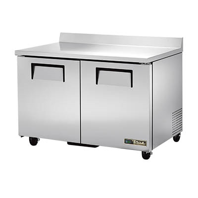 True TWT-48-HC 48.38"W Two-Section Stainless Steel Door Work Top Refrigerator