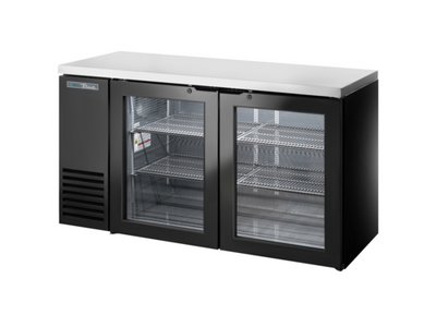 True TBB24-60-2G-Z1-SFT-B-1 61.13"W Two-Section Glass Door Back Bar Cooler