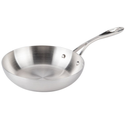Vollrath 49416 8" 1.25 Qt. Stainless Steel and Aluminum Miramar Display Cookware Saute Pan