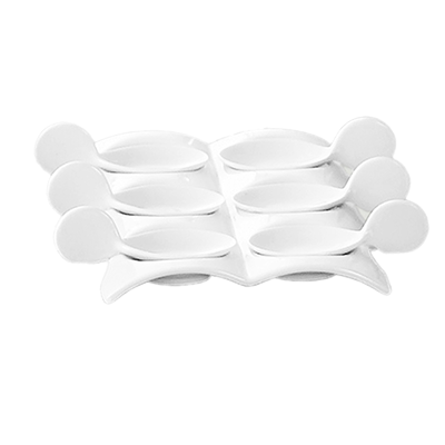 CAC China PT-SQ8 Super White Porcelain Party Collection Tasting Spoon Set (12 Set Per Case)