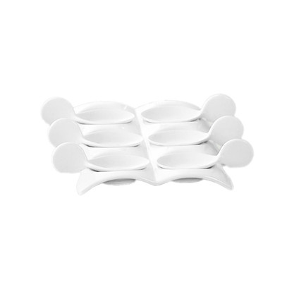 CAC China PT-SQ8 Super White Porcelain Party Collection Tasting Spoon Set (12 Set Per Case)