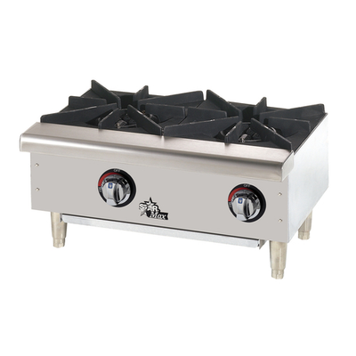Star 602HWF-NG Star-Max® 24" Natural Gas Countertop Hotplate with 2 Burners and Manual Controls - 50,000 BTU