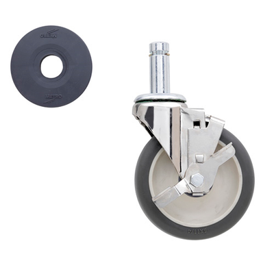 Metro 5Mpb Super Erecta Stem Caster 5" Dia. 1-1/4" Face 300 Lb. Capacity Polyurethane Flat Wheel Tread