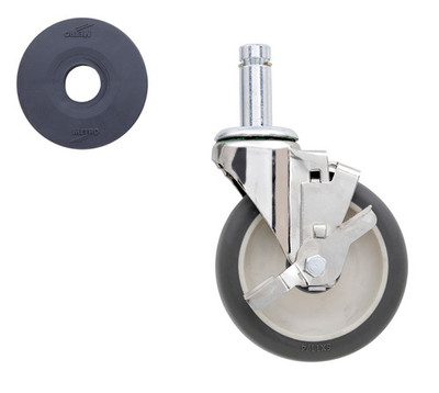 Metro 5Mpb Super Erecta Stem Caster 5" Dia. 1-1/4" Face 300 Lb. Capacity Polyurethane Flat Wheel Tread