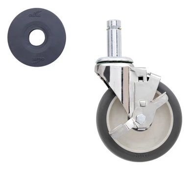 Metro 5Mpb Super Erecta Stem Caster 5" Dia. 1-1/4" Face 300 Lb. Capacity Polyurethane Flat Wheel Tread