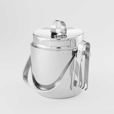 American Metalcraft DWIB40 Double Wall Stainless Steel 40 Oz. Ice Bucket with Ice Tong