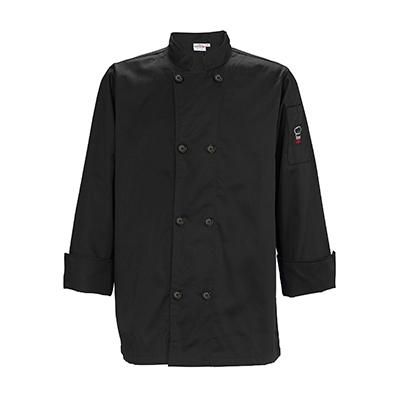 Winco UNF-6K4XL Black Mulholland X-Large Chef Jacket