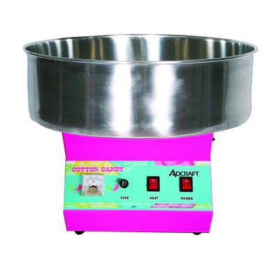Admiral Craft COTND-21 Cotton Candy Machine Produces Up To 60 Cones Per Hour 21" Diameter Stainless Steel Spinning Bowl Removable Bowl