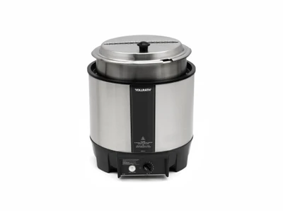 Vollrath 72018 10-9/16" Dia. x 9-5/8"H Cayenne Round Heat 'n Serve Rethermalizer / Warmer Package with Inset and Cover - 120 Volts, - 800 Watts