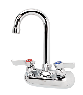 Krowne 10-400L Silver Series 4" Center Wall Mount Faucet with 3-1/2" Wide Gooseneck Spout