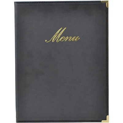 American Metalcraft MCCRLSBL 10" x 13" Black Classic Sewn Menu Cover