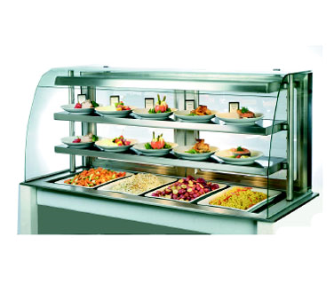 Piper Products OTH-3 Omnitop Hot Food Display Case Self-Serve 3 Heated Stainless Steel Shelves 2 Intermediate & 1 Recessed In Base Drop-In 61"L