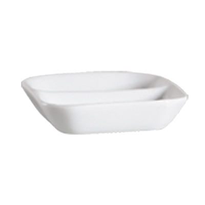 CAC China 101-SQ2 Porcelain Bone White Square Lincoln Divided Sauce Dish (4 Dozen Per Case)